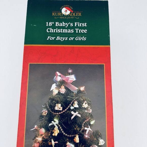 Vintage Kurt S. Adler 18" Baby's 1st Christmas Tree & Decorations Girl Boy NOS - Picture 3 of 5